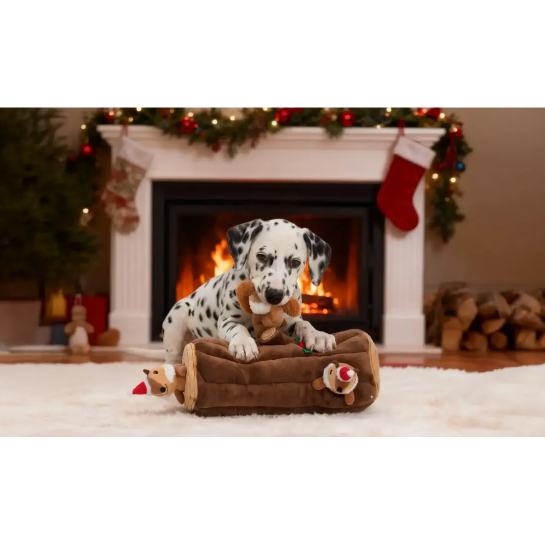 ZippyPaws Holiday Zippy Burrow Yule Log