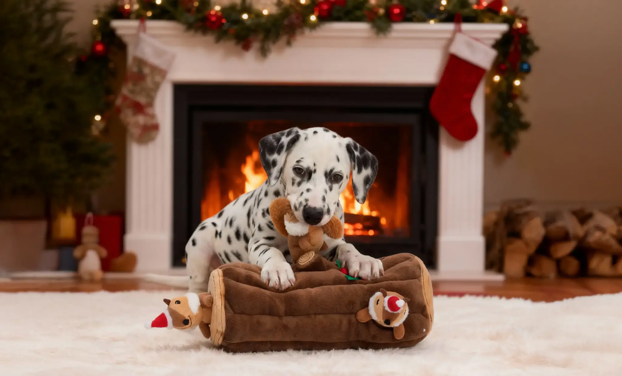 ZippyPaws Holiday Zippy Burrow Yule Log