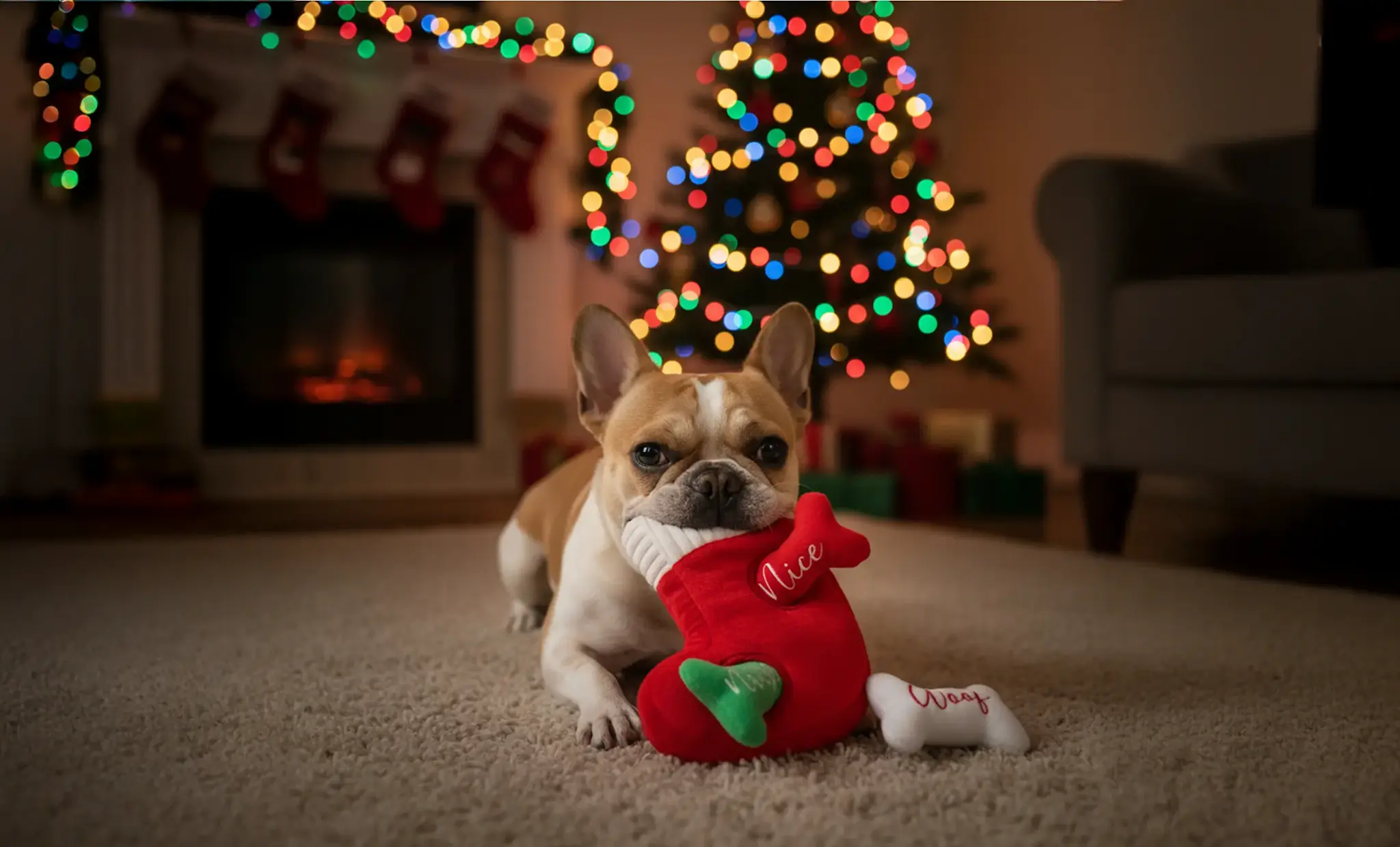 ZippyPaws Holiday Burrow Naughty or Nice Stocking