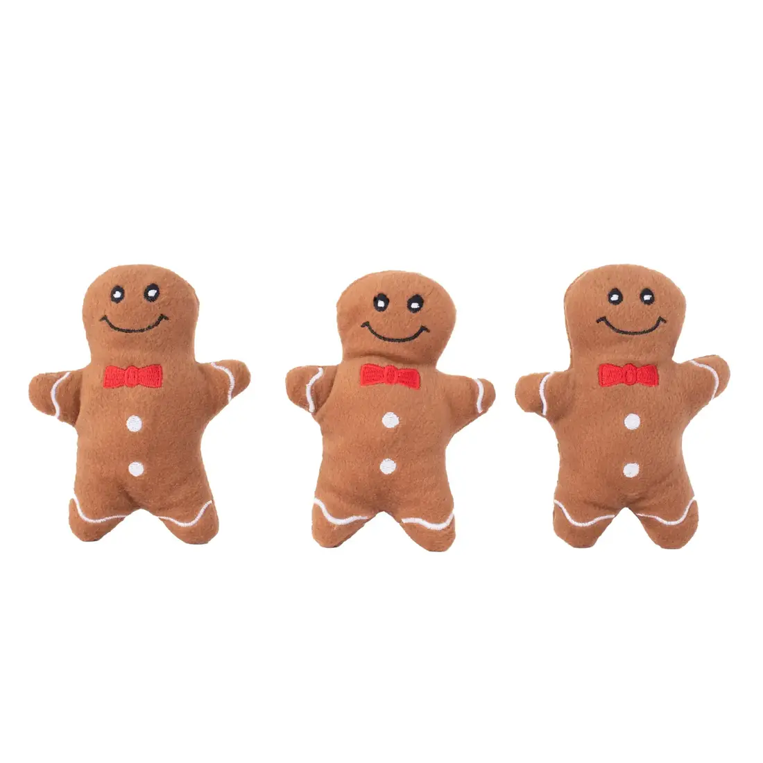 ZippyPaws Holiday Miniz 3-Pack Gingerbread Man