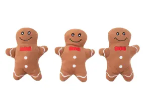 ZippyPaws Holiday Miniz 3-Pack Gingerbread Man