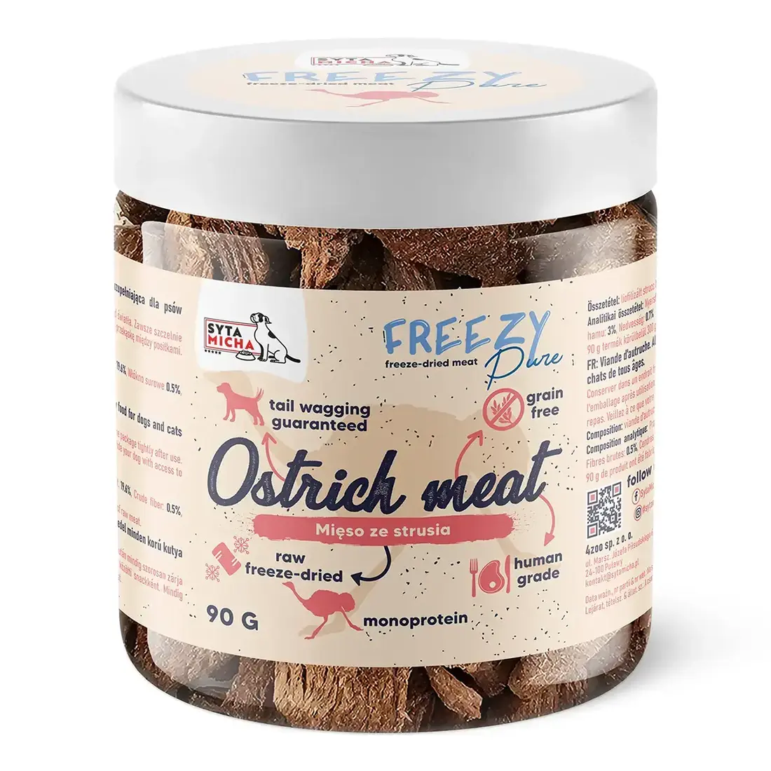 Syta Micha FREEZY Pure – 100% Ostrich Meat – Gevriesdroogd