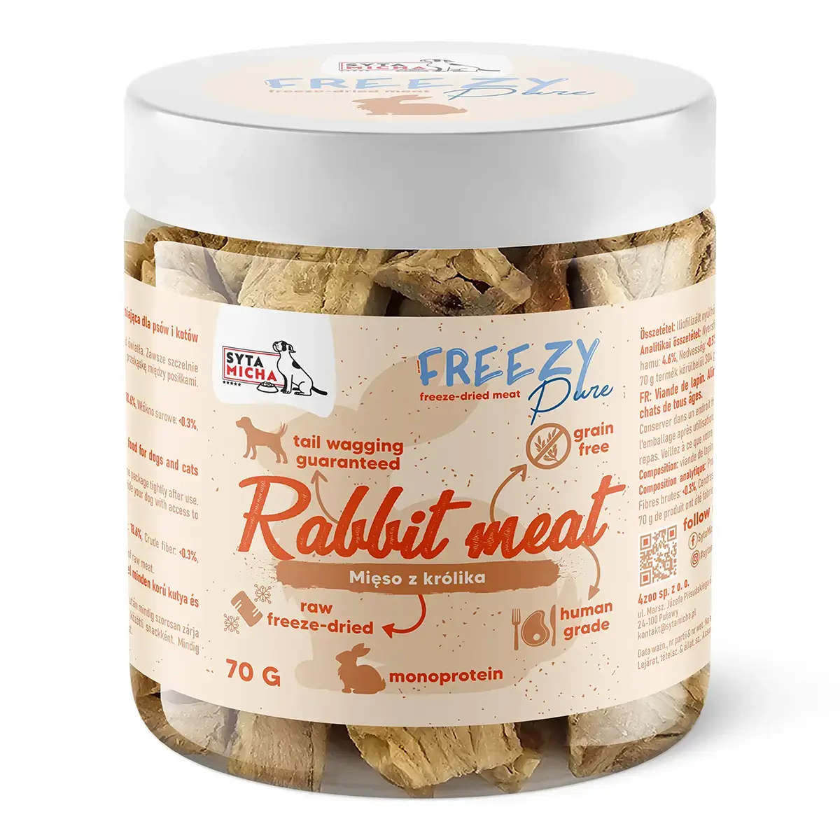 Syta Micha FREEZY Pure – 100% Rabbit Meat – Gevriesdroogd