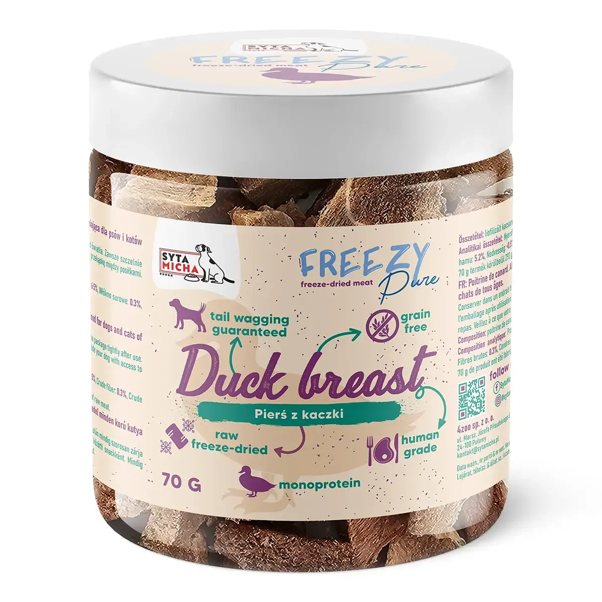 Syta Micha FREEZY Pure – 100% Duck Breast – Gevriesdroogd