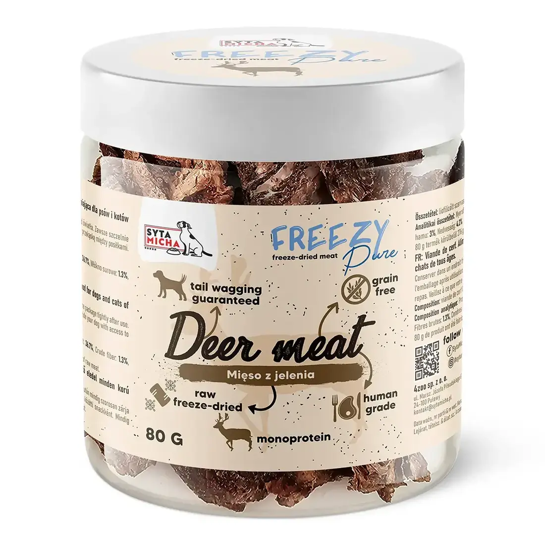 Syta Micha FREEZY Pure – 100% Deer Meat – Gevriesdroogd