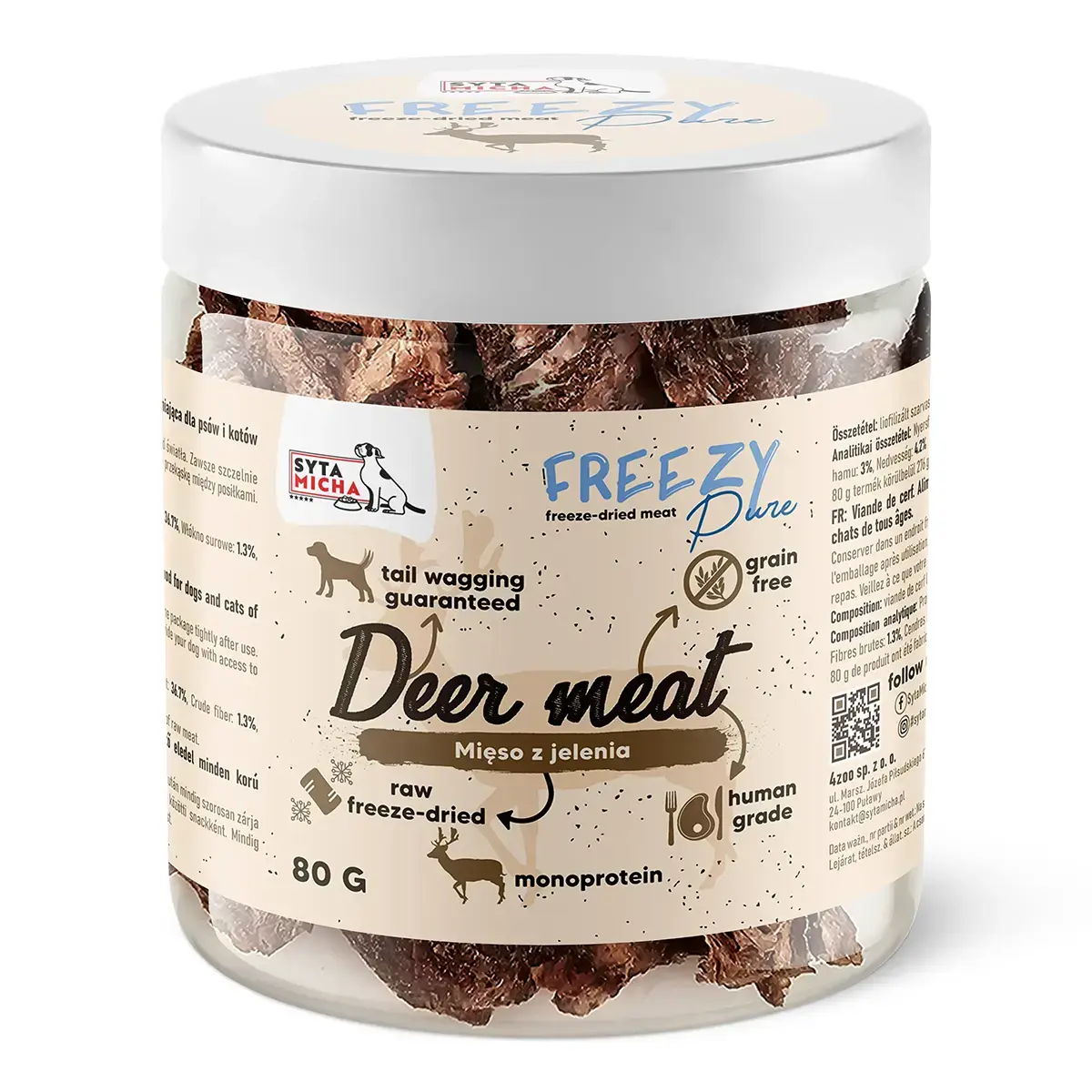 Syta Micha FREEZY Pure – 100% Deer Meat – Gevriesdroogd