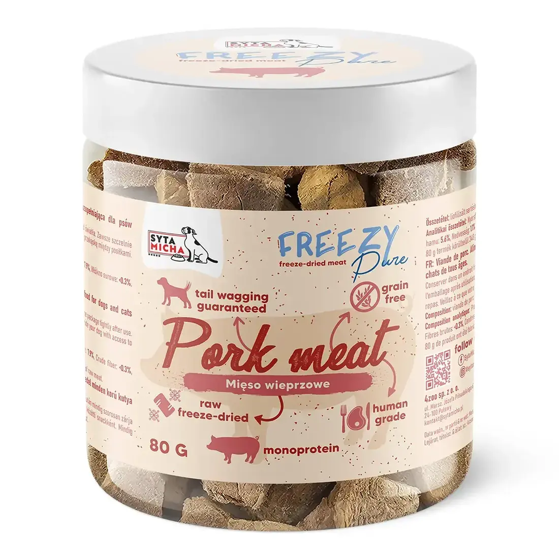 Syta Micha FREEZY Pure – 100% Pork Meat – Gevriesdroogd