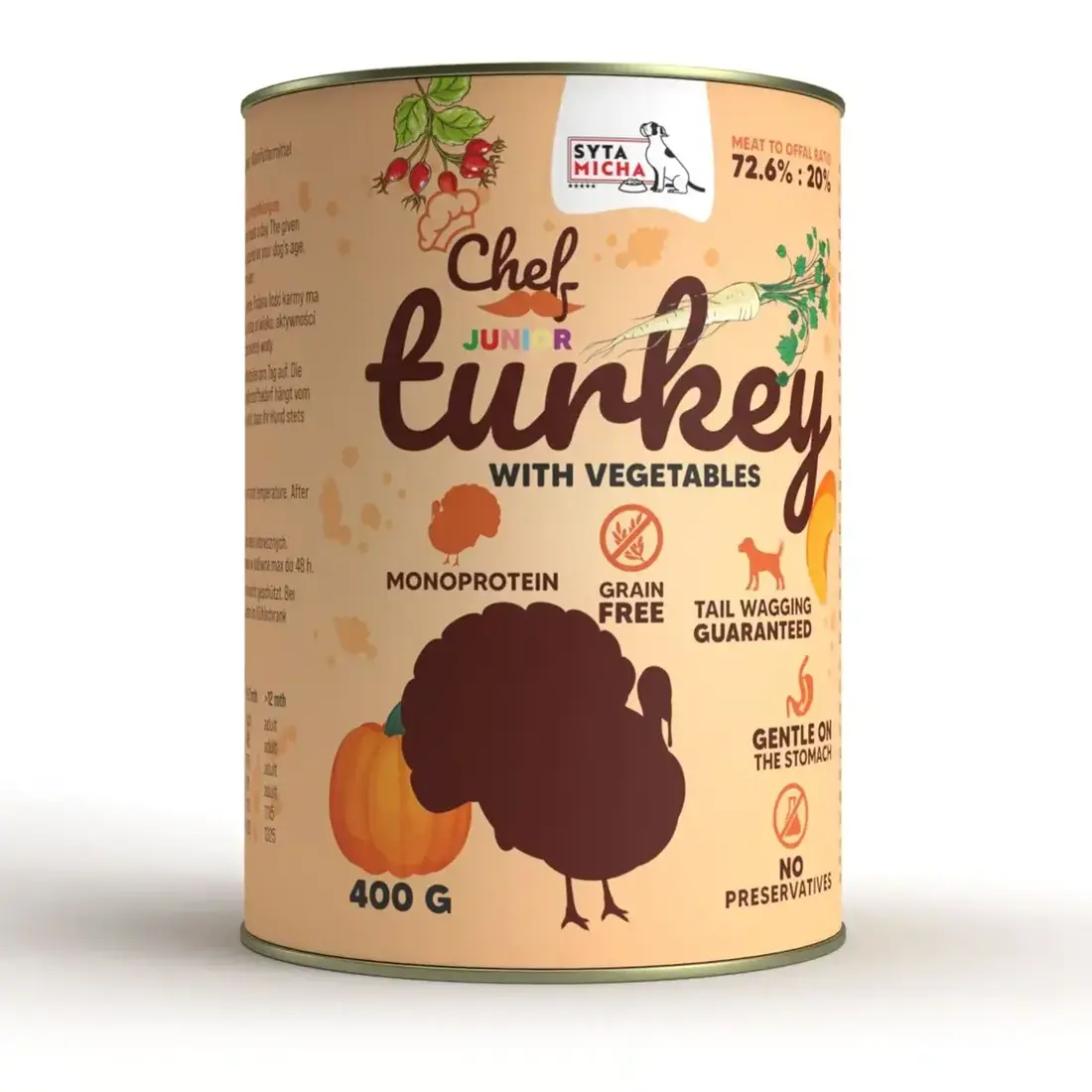 Syta Micha Wet Dog Food Turkey with Vegetables Junior