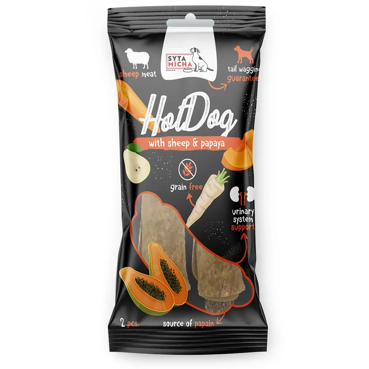 Syta Micha Hot Dog Chew Vegetable with Papaya in Sheep Skin