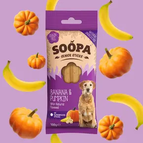 Soopa Banana, Pumpkin & Flaxseed Dental Sticks for Senior Dogs
