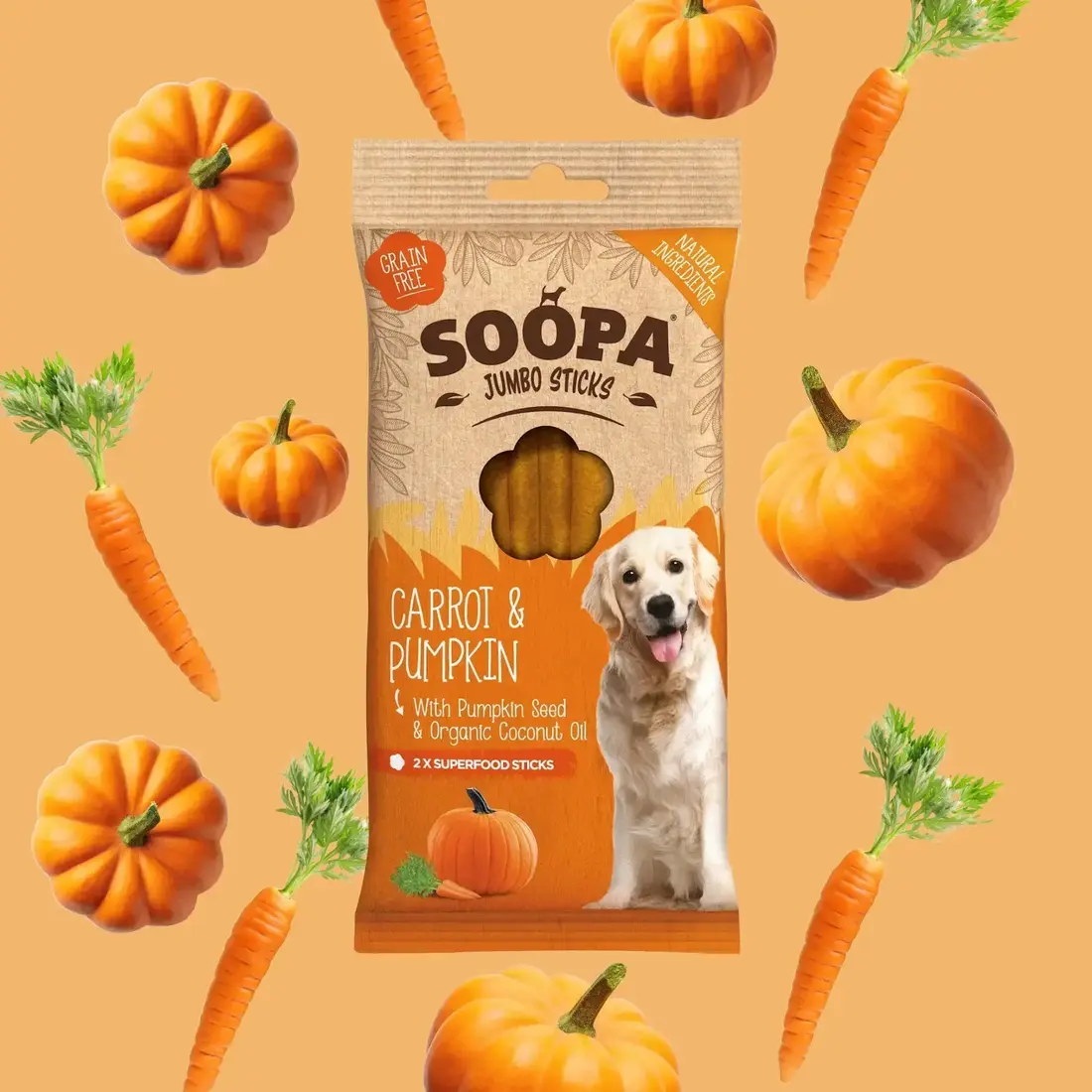Soopa Carrot & Pumpkin Jumbo Dental Sticks