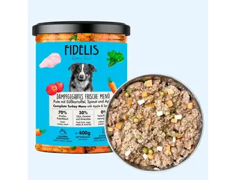 Fidelis Vers Gekookt Menu Kalkoen met Zoete aardappel, Appel en Spinazie - Compleet