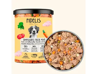 Fidelis Vers Gekookt Menu Kip met Zoete Aardappel, Wortel en Appel - Compleet