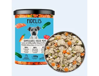 Fidelis Vers Gekookt Menu Zalm met Zoete Aardappel, Erwten en Courgette - Compleet