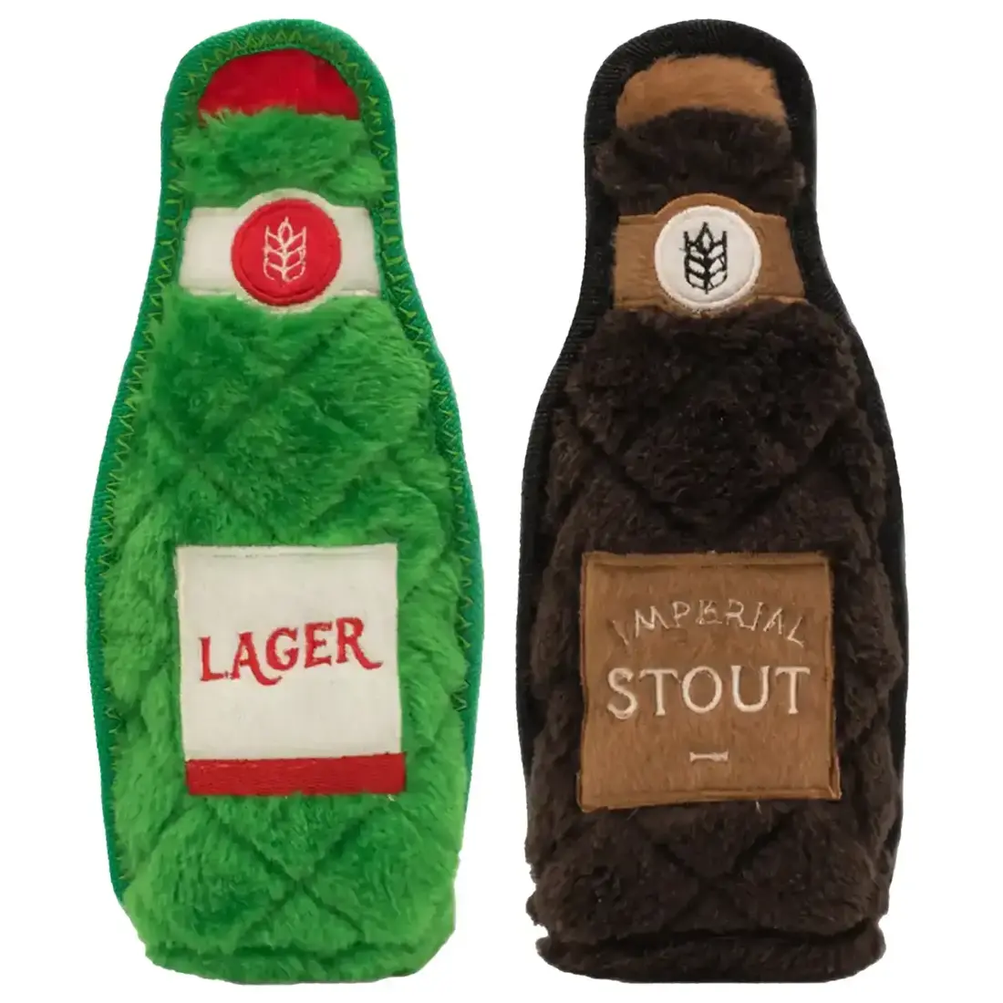 ZippyPaws Z-Stitch Happy Hour Crusherz 2-Pack Lager & Stout
