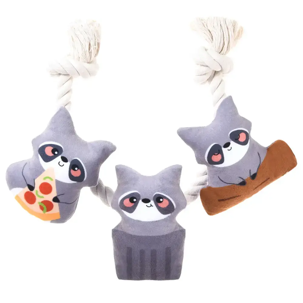 HugSmart Raccoon Buddies – Raccoon Rope – hondenspeelgoed - The Pet Loft
