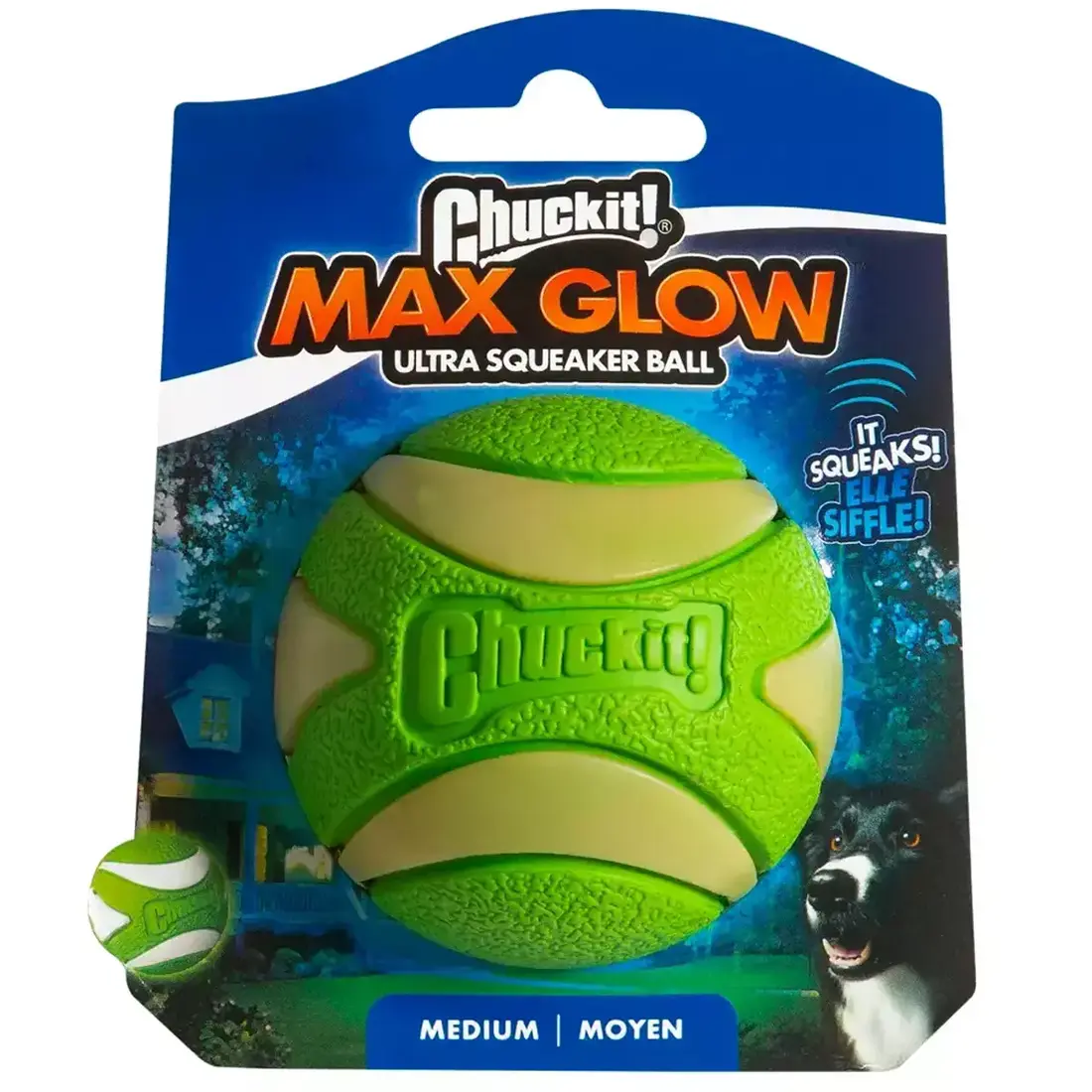 Chuckit! Max Glow Ultra Squeaker Ball M