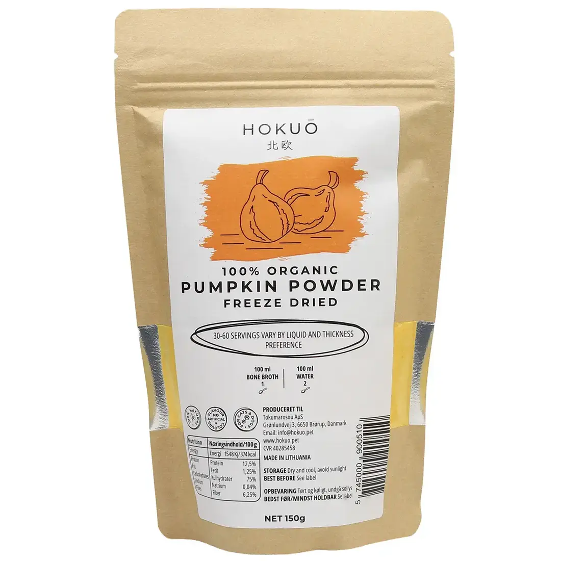 Hokuō® Biologisch Gevriesdroogde Pompoenpoeder