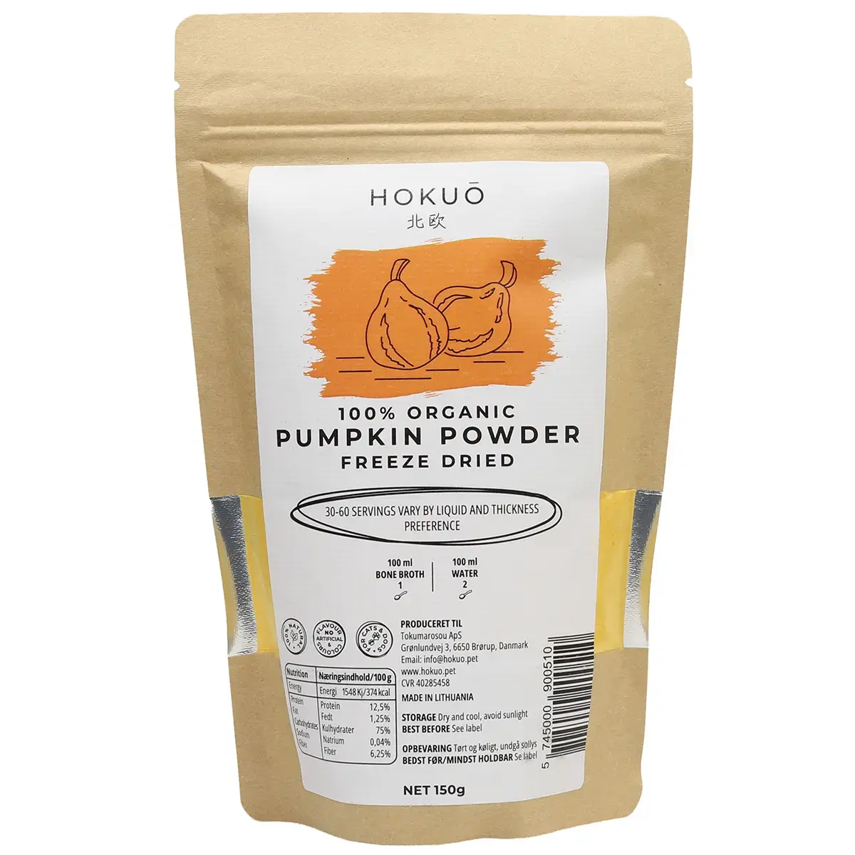 Hokuō® Biologisch Gevriesdroogde Pompoenpoeder