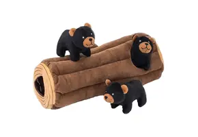 ZippyPaws Burrow Black Bear Log