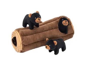 ZippyPaws Burrow Black Bear Log