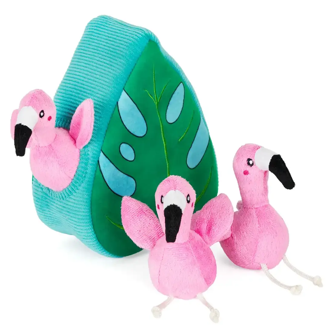 ZippyPaws Burrow Flamingos in Monstera