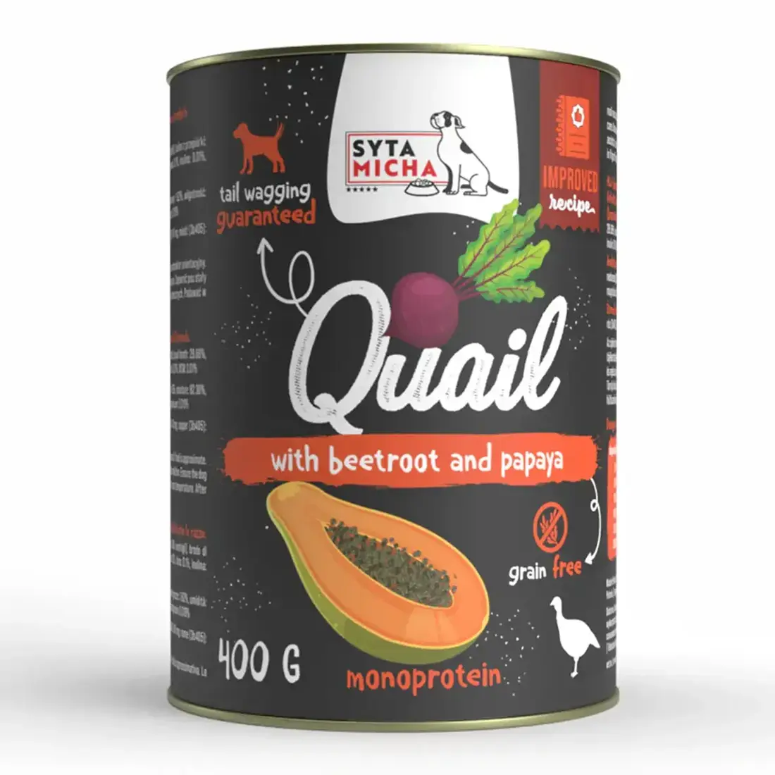 Syta Micha Wet Dog Food Quail with Beetroot and Papaya