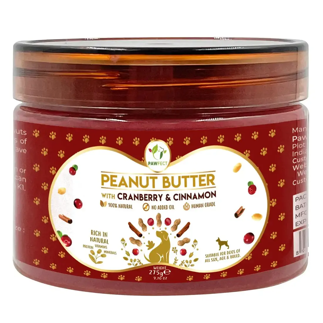 Pawfect Hondenpindakaas – Cranberry en Kaneel