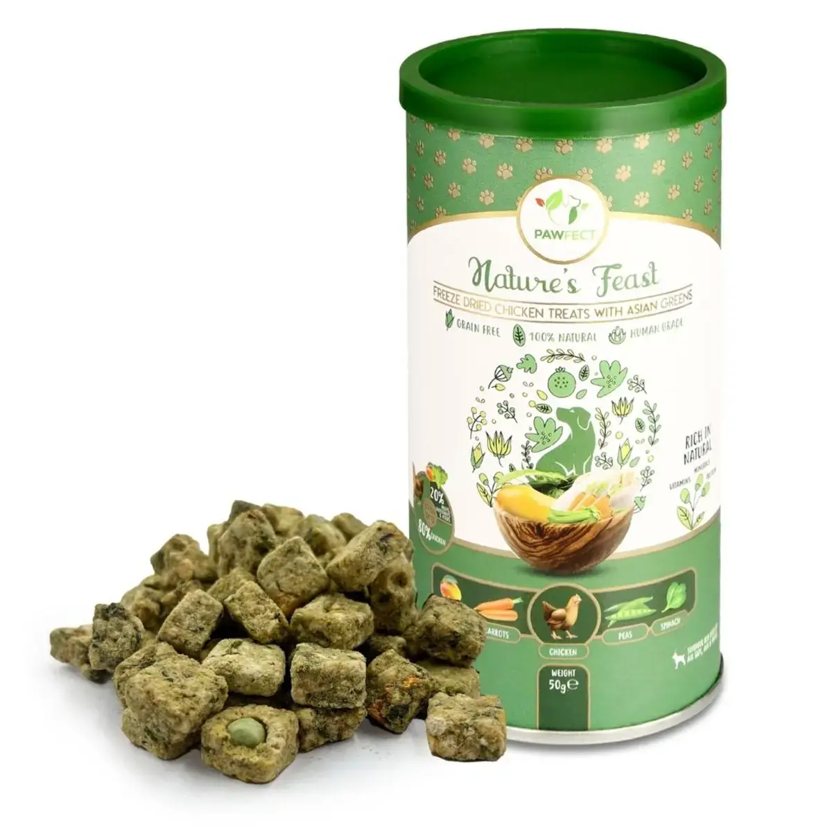 Pawfect Freeze Dried Hondensnack Kip met Asian Greens