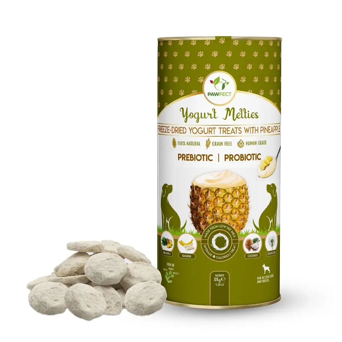 Pawfect Freeze Dried Yoghurt Hondensnack met Ananas