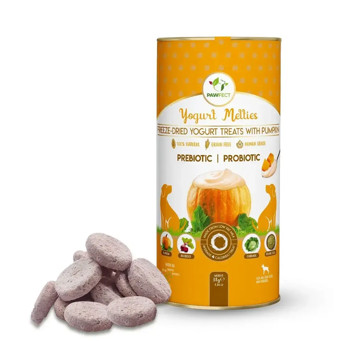 Pawfect Freeze Dried Yoghurt Hondensnack met Pompoen