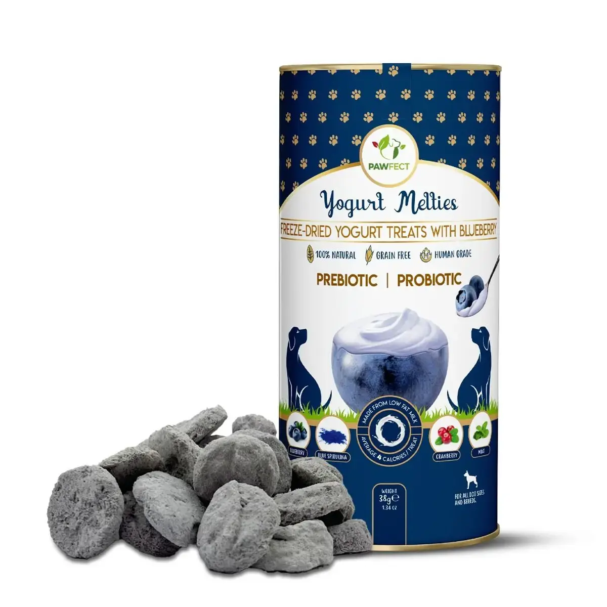 Pawfect Freeze Dried Yoghurt Hondensnack met Blauwe Bessen