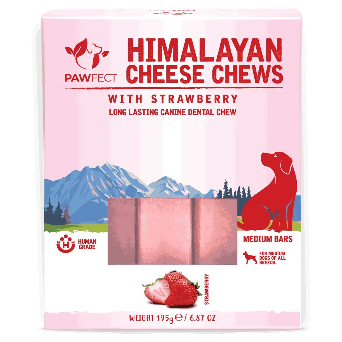 Pawfect Cheese Chew Bar Aardbei Medium