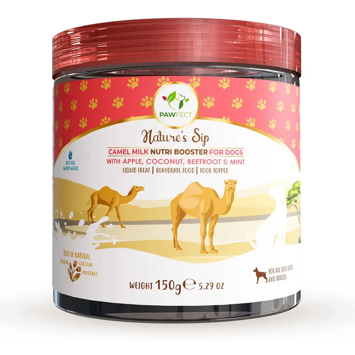 Pawfect 100% Natuurlijke Kamelenmelkpoeder met Appel, Kokos, Rode Biet en Lijnzaad