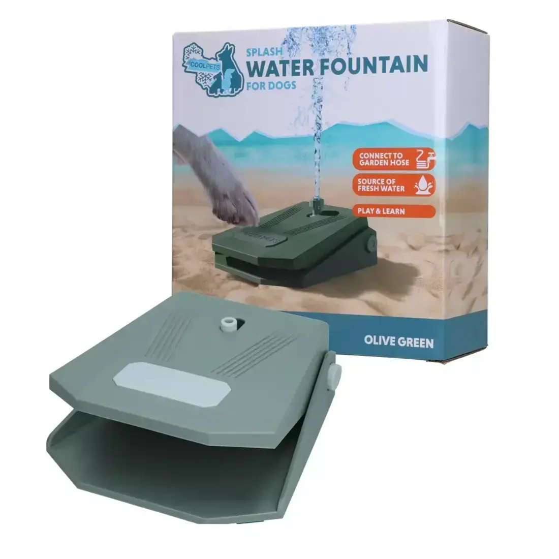 Coolpets Splash Water Fountain Olijfgroen