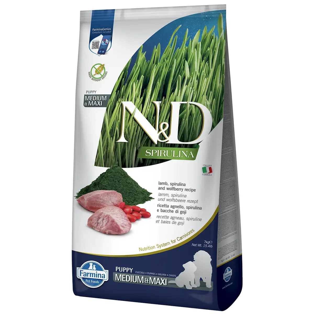 Farmina N&D Spirulina Lam en Gojibes Puppy Medium/Maxi