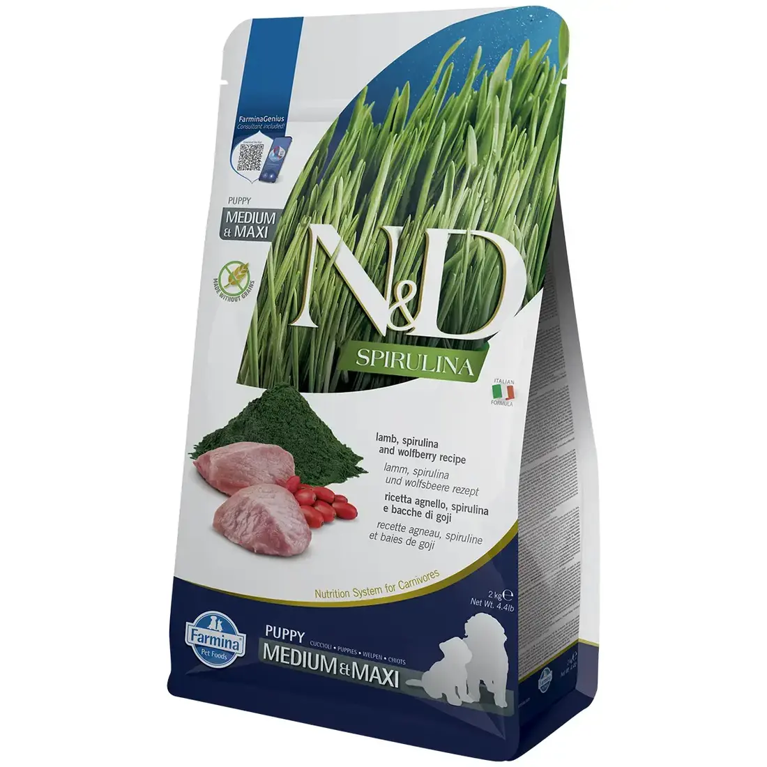 Farmina N&D Spirulina Lam en Gojibes Puppy Medium/Maxi