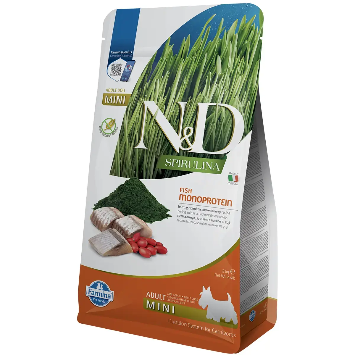 Farmina N&D Spirulina Haring en Gojibes Adult Mini 2 kg