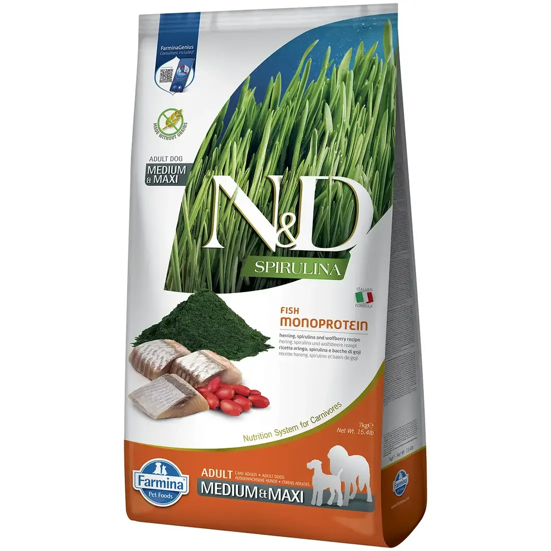 Farmina N&D Spirulina Haring en Gojibes Adult Medium/Maxi