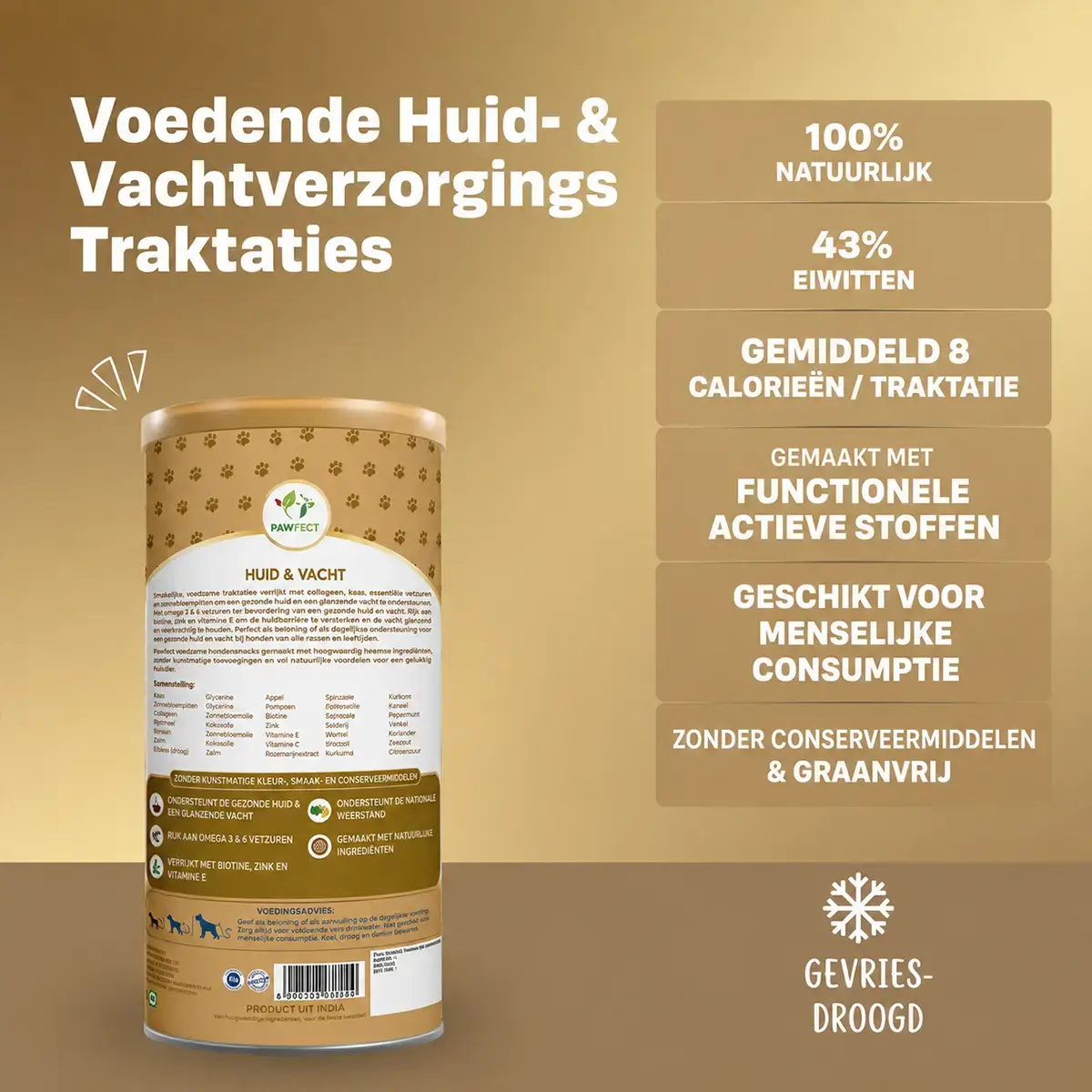 Pawfect Freeze Dried Hondensnack Huid en Vacht