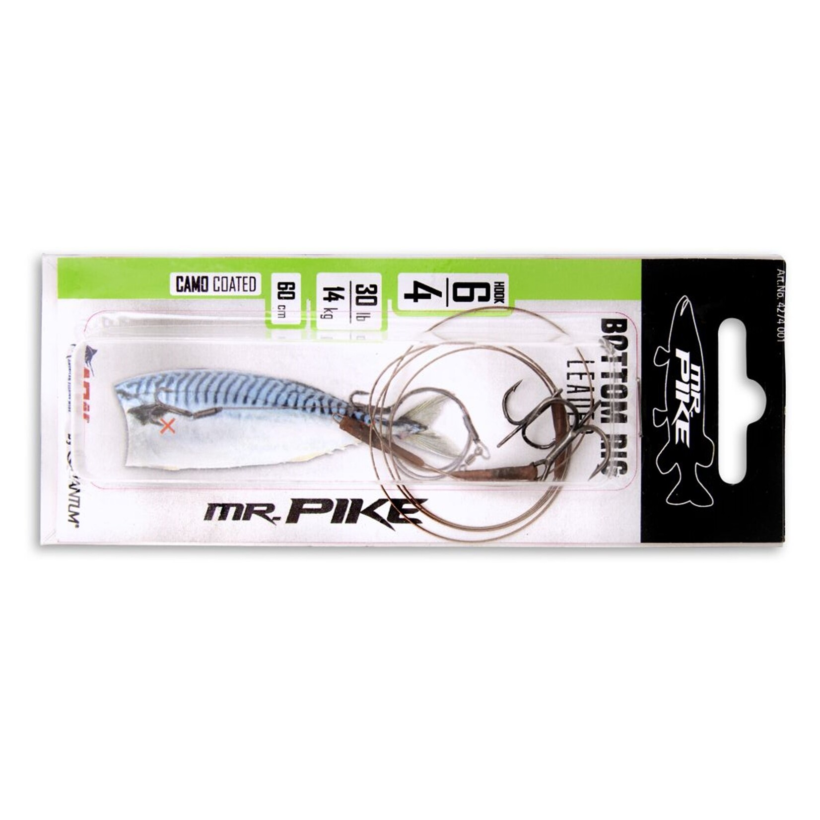 Mr Pike Mr. Pike Bottom Rig Leader – Kant-en-klare onderlijn voor bodemmontages op snoek