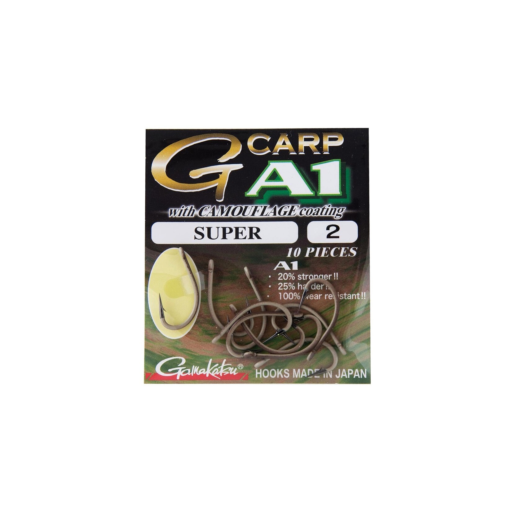 Gamakatsu Gamakatsu G Carp A1 Super Camouflage Green karperhaak – extra sterk en subtiel onder water
