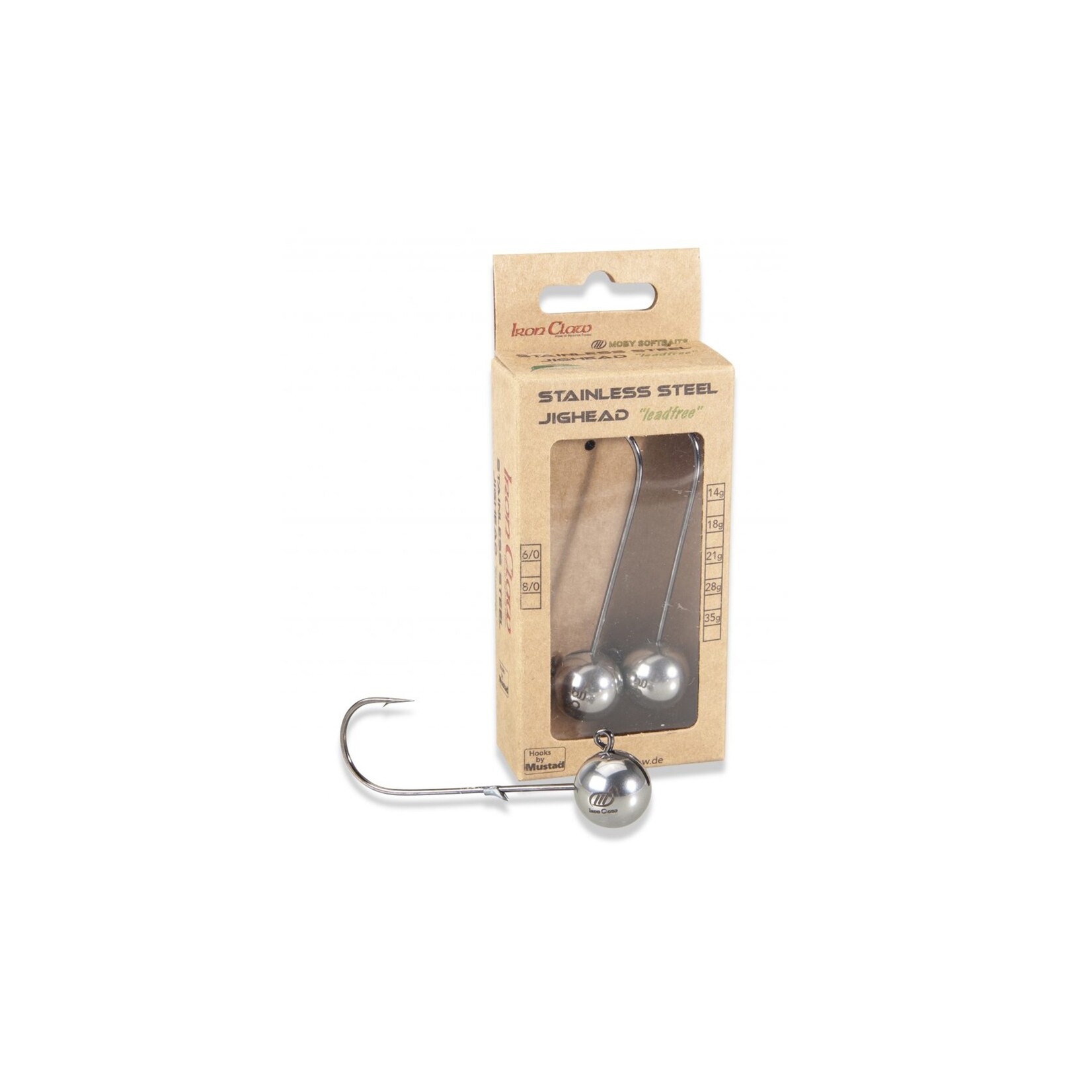 Iron Claw Iron Claw Moby Loodvrije Jighead 2/0 7gr – compacte en milieuvriendelijke jigkop voor lichte softbaits
