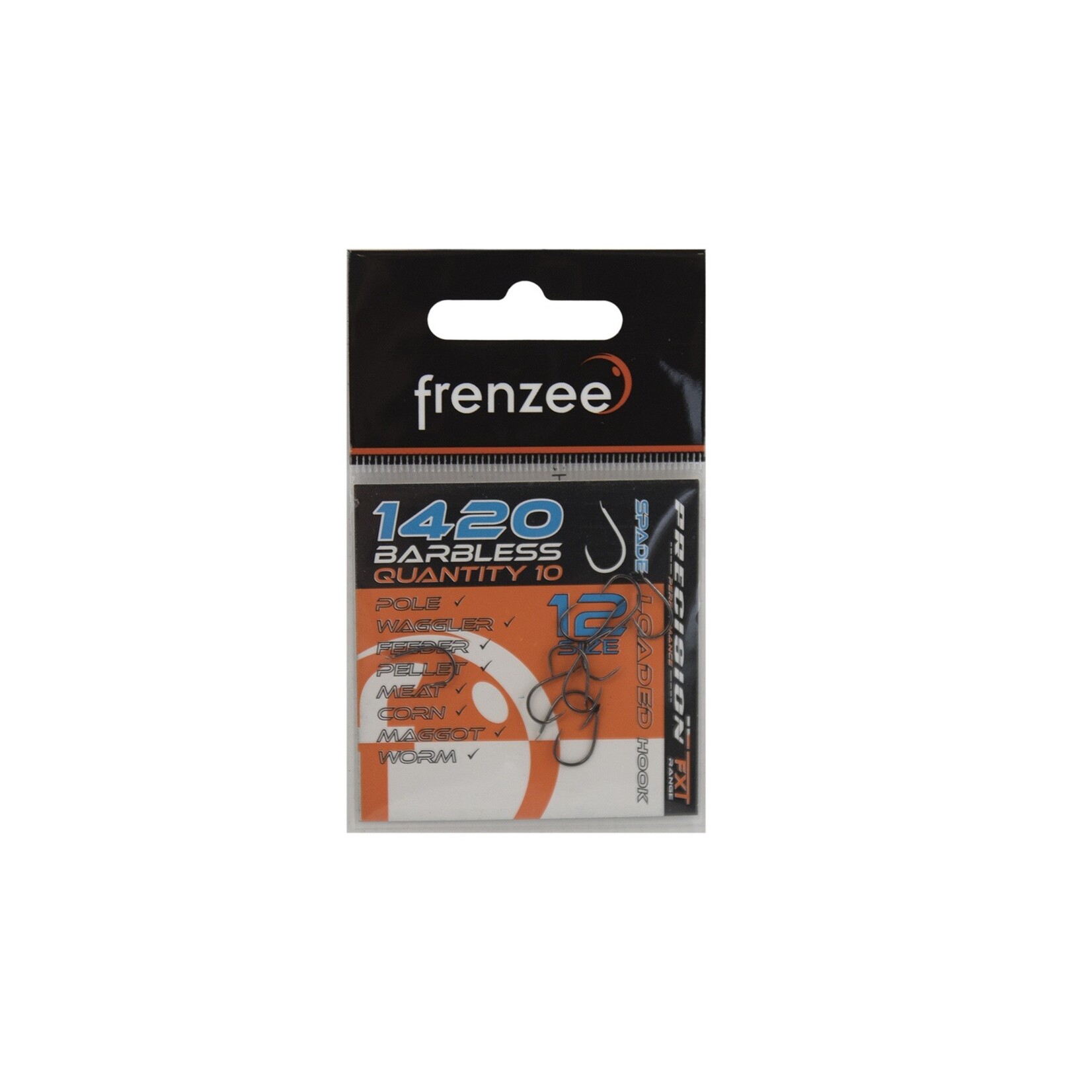 Frenzee Frenzee 1420 Barbless Spade Hooks – brede-gape spade-end haak voor lijnen circa 0,14-0,20 mm