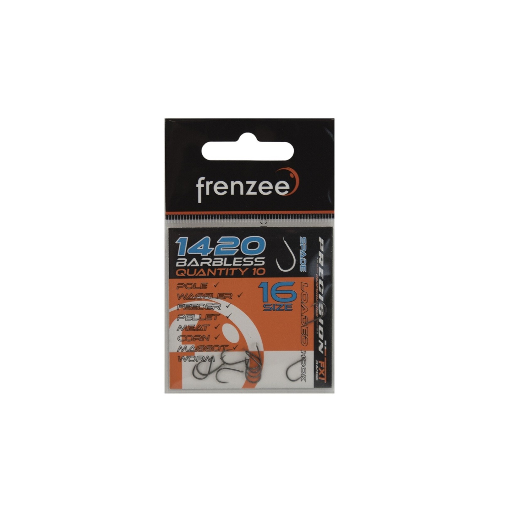 Frenzee Frenzee 1420 Barbless Spade Hooks – brede-gape spade-end haak voor lijnen circa 0,14-0,20 mm