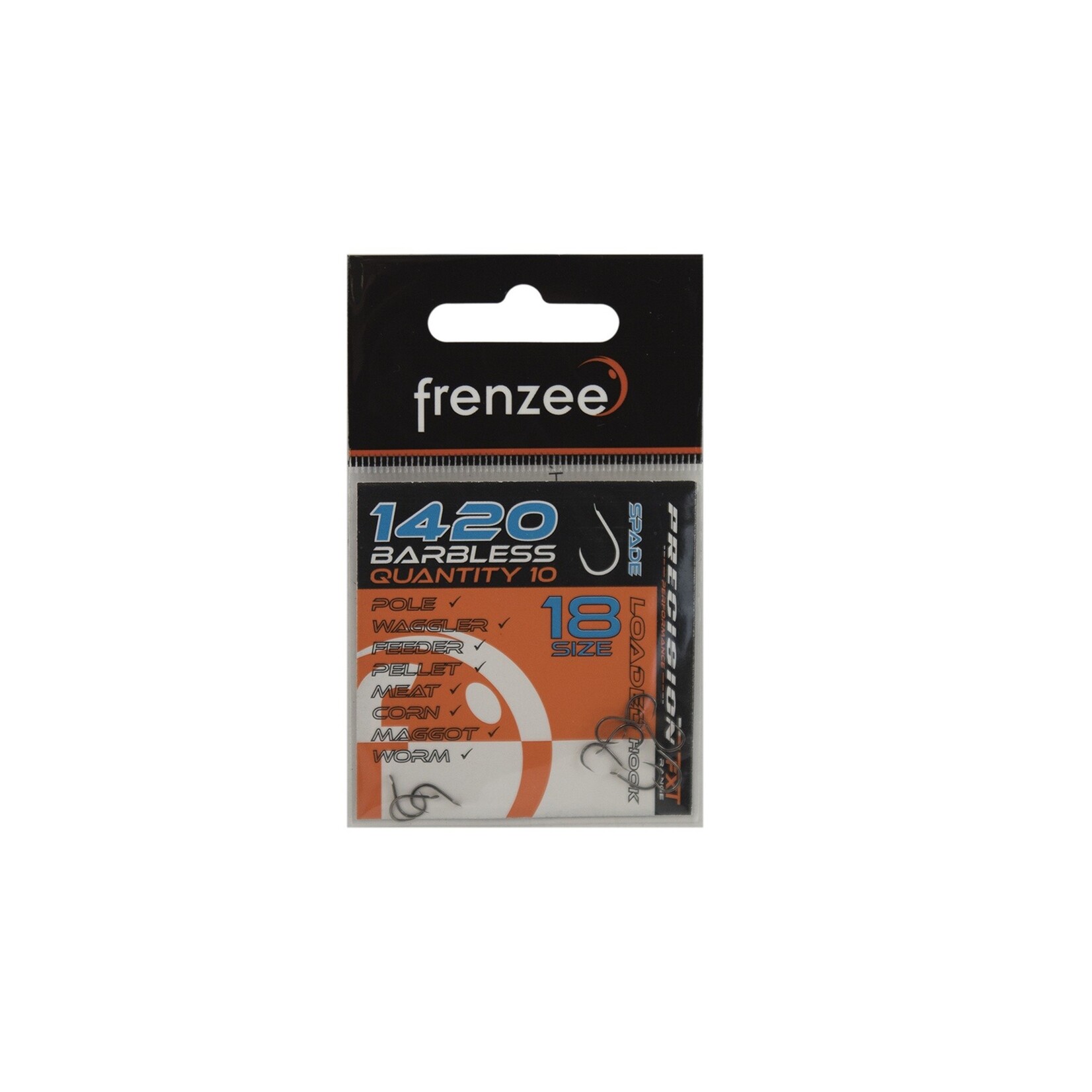 Frenzee Frenzee 1420 Barbless Spade Hooks – brede-gape spade-end haak voor lijnen circa 0,14-0,20 mm