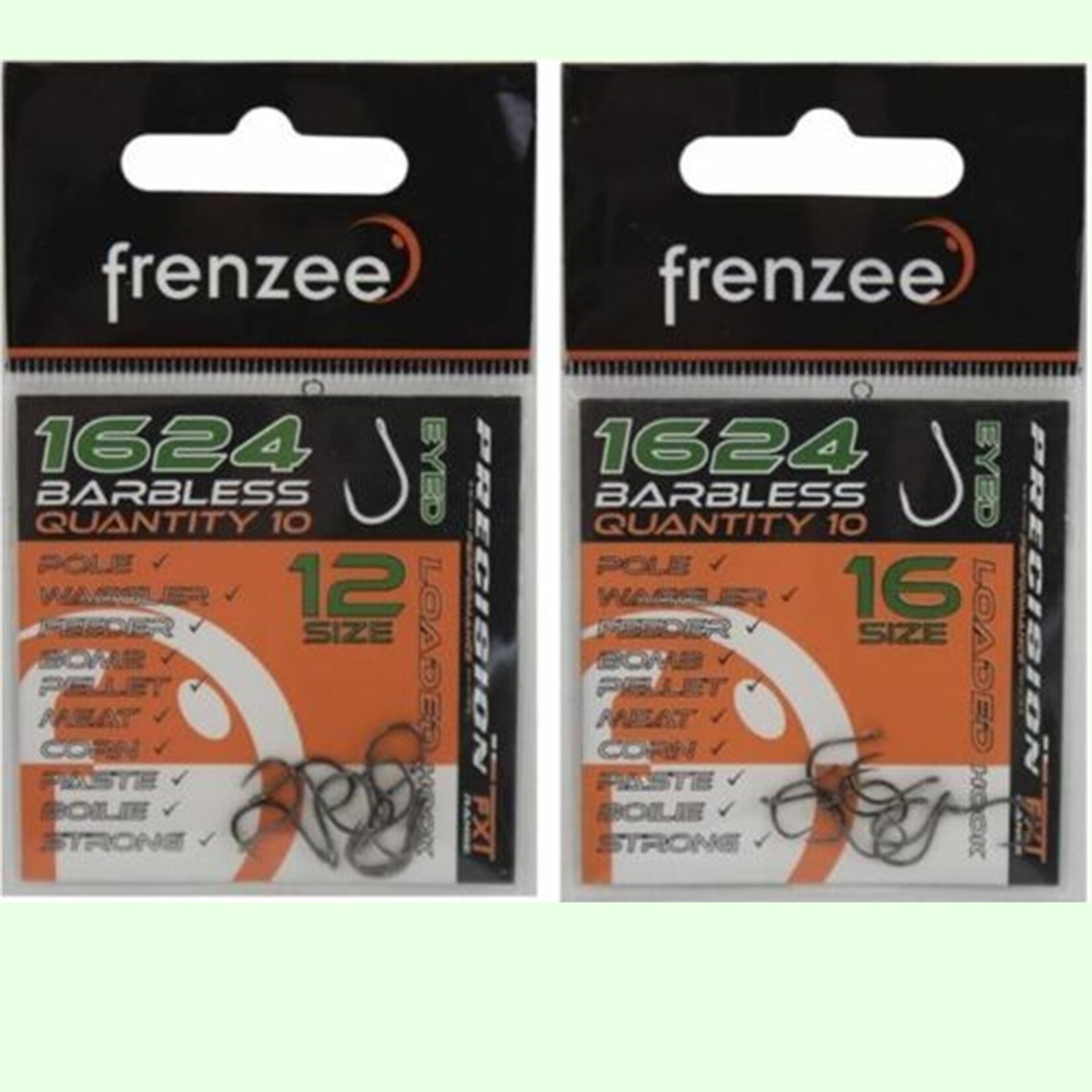 Frenzee Frenzee 1624 Barbless Eyed Hooks – extra sterke brede gape haak voor lijnen circa 0,16-0,24 mm