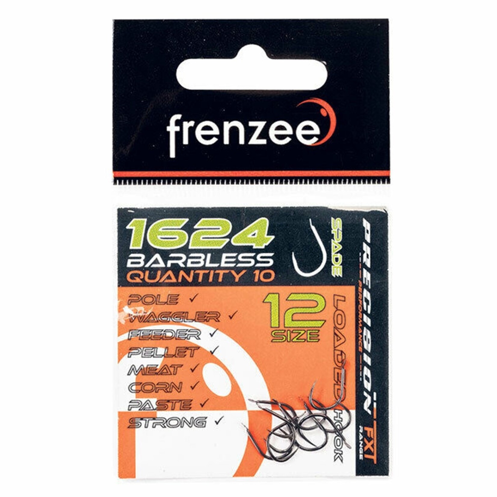 Frenzee Frenzee 1624 Barbless Spade Hooks – extra sterke barbless haak met brede gape voor lijnen 0,16–0,24 mm