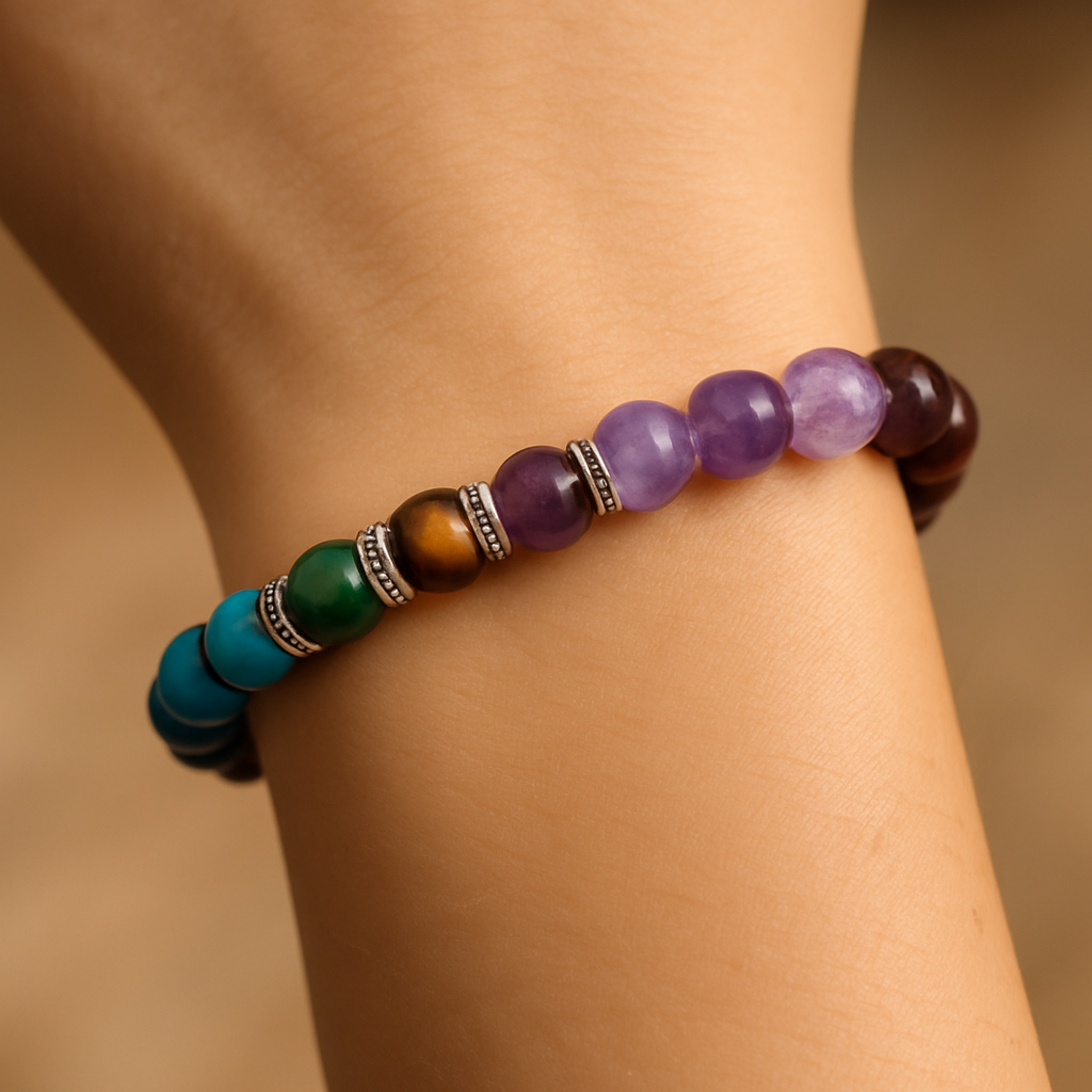 Aura Dorno Aura Dorno Armband Chakra Balance – handgemaakt van natuursteen in zeven kleuren