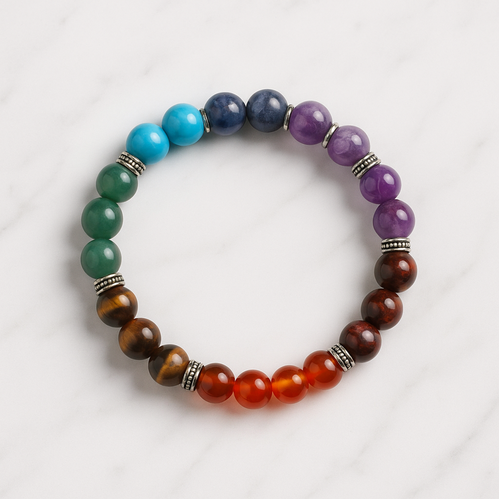 Aura Dorno Aura Dorno Armband Chakra Balance – handgemaakt van natuursteen in zeven kleuren